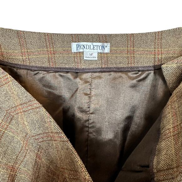 Pendleton Virgin Wool Tiny Houndstooth Plaid Knee Length Straight Skirt Size 14 - Picture 4 of 7
